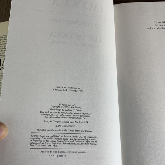 Iacocca: An Autobiography by Lee Iacocca and William Novak (1984, Hardcover) 1st - Picture 8 of 8